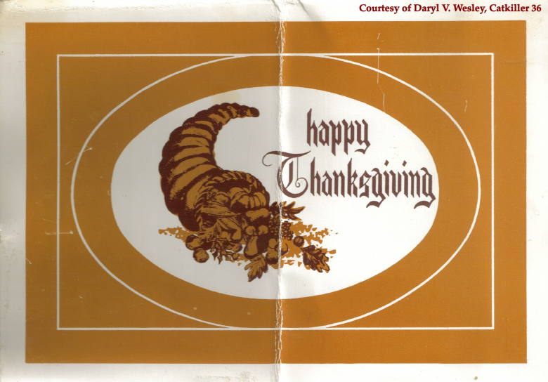 Catkiller Thanksgiving momento, courtesy of Daryl V. Wesley, Catkiller 36 Catkiller Thanksgiving momento, courtesy of Daryl V. Wesley, Catkiller 36