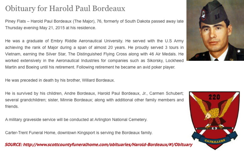 MAJ Harold P. Bordeaux, deceased MAJ Harold P. Bordeaux, deceased