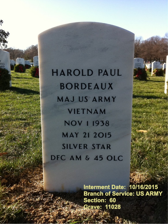 MAJ Harold P. Bordeaux, gravestone, Arlington National Cemetery MAJ Harold P. Bordeaux, gravestone, Arlington National Cemetery