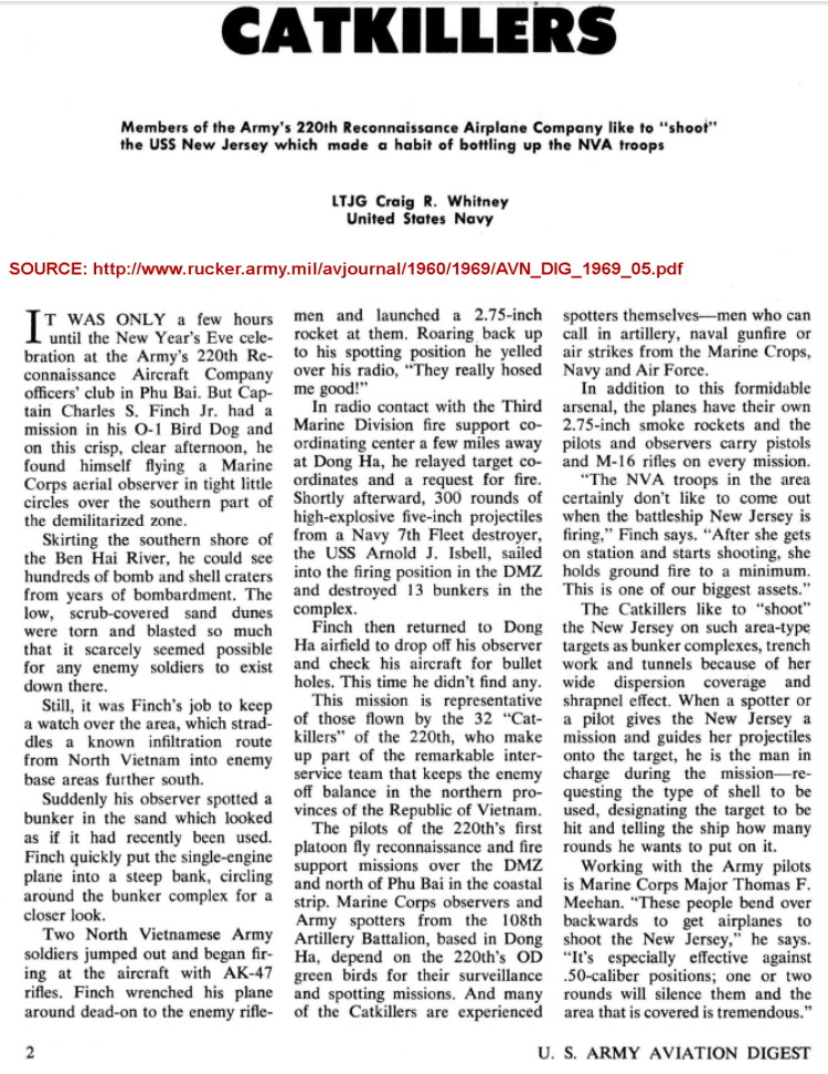 Catkillers, by LTJG Craig R. Whitney, United States Army Aviation Digest, May 1969, page 1 Catkillers, by LTJG Craig R. Whitney, United States Army Aviation Digest, May 1969, page 1