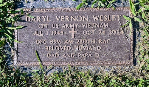 Personalized grave marker for CPT Daryl V. Wesley Personalized grave marker for CPT Daryl V. Wesley