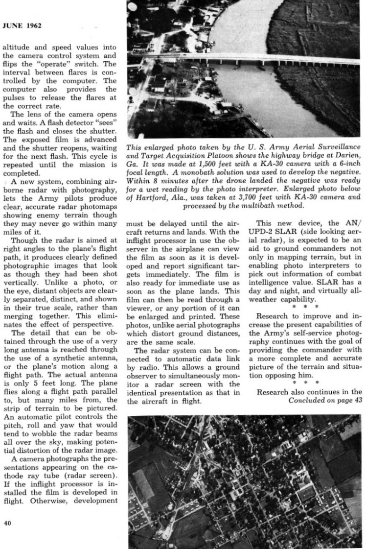 Aerial Photography, by LT Robert M. Shabram, United States Army Aviation Digest, June 1962, page 3 Aerial Photography, by LT Robert M. Shabram, United States Army Aviation Digest, June 1962, page 3