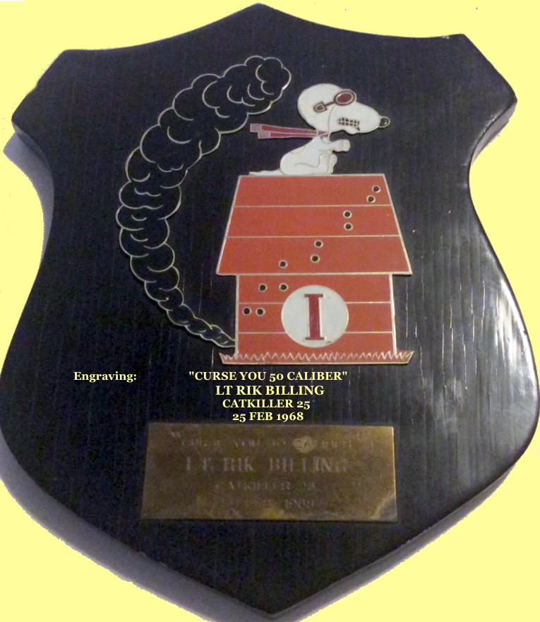 1LT Rik Billing Plaque, 1968 1LT Rik Billing Plaque, 1968