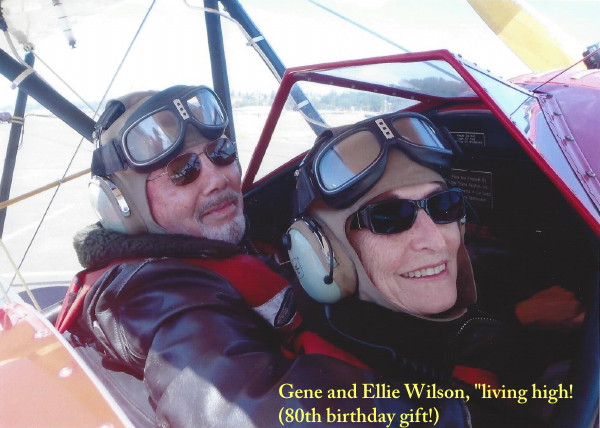 Gene and Ellie Wilson ride in a Bi-Plane Gene and Ellie Wilson ride in a Bi-Plane